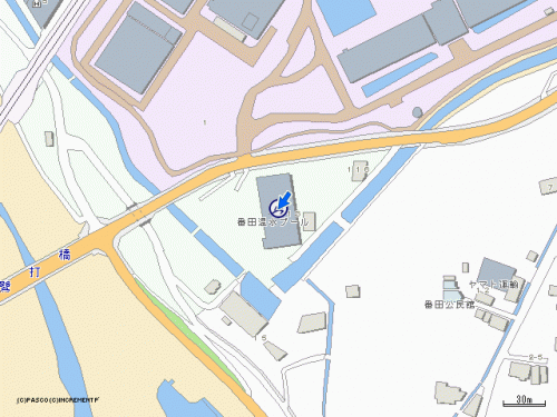 番田温水プール周辺の地図