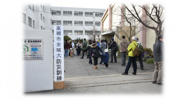 市民避難訓練の様子の写真