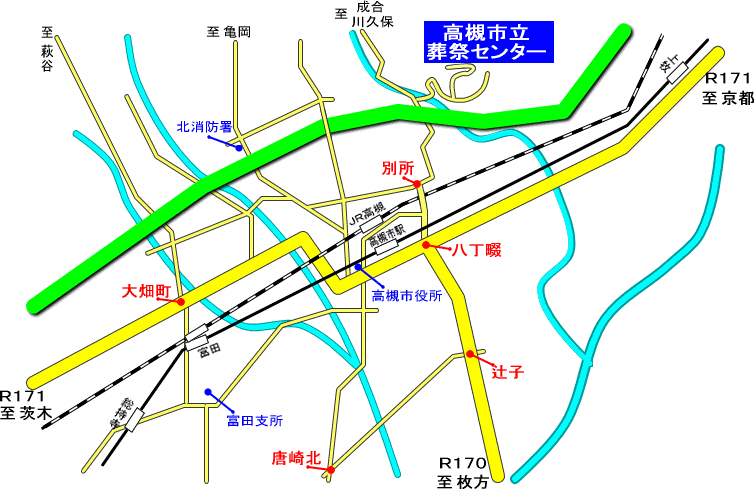 高槻市内のアクセスマップの画像