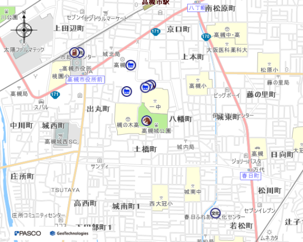 高槻城公園の位置図