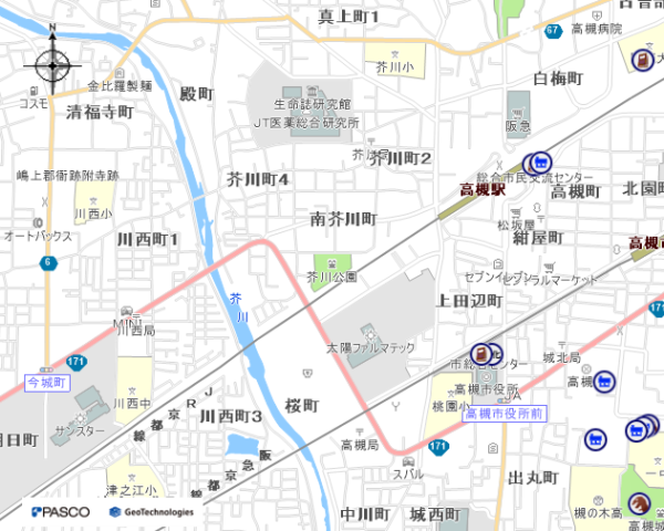 芥川公園の位置図