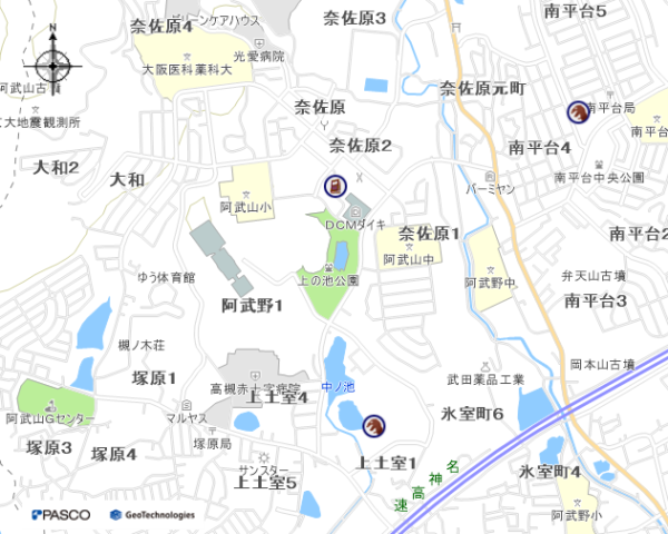 上の池公園の位置図