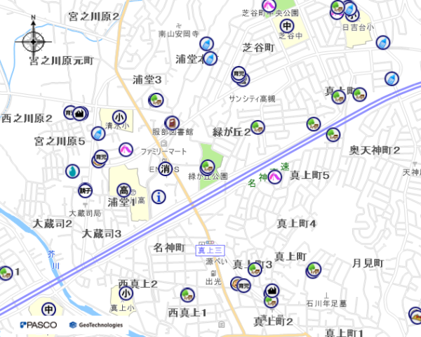 緑が丘公園の位置図