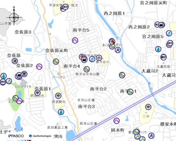 南平台中央公園の位置図