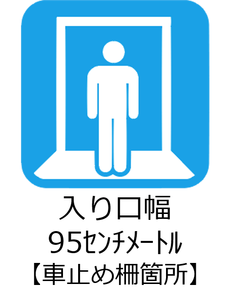 入り口幅95センチメートル　車止め柵箇所