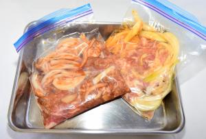 冷凍した豚肉のレシピ2品の写真