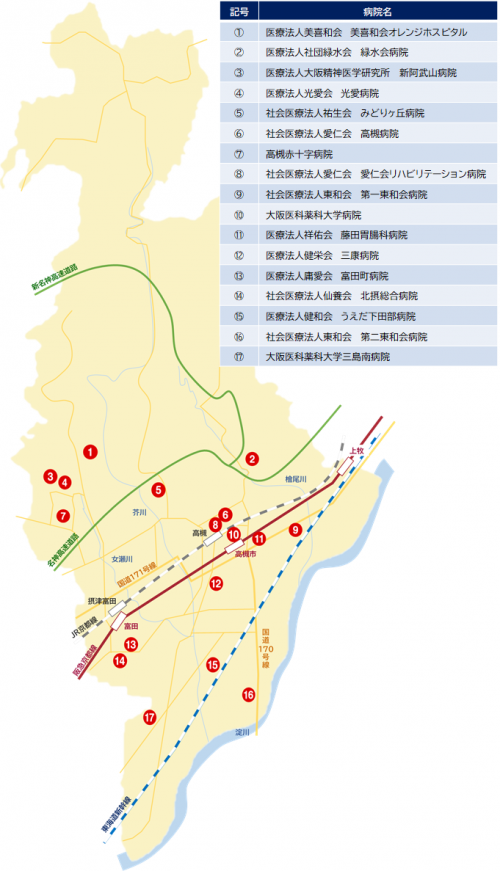 市内病院の地図