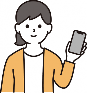 スマートフォンをもつ女性の画像