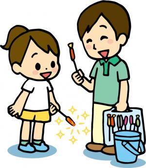 花火をする親子のイラスト