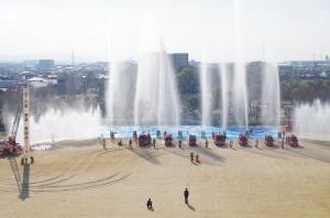 一斉放水の様子