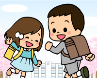 小学生の女の子と男の子のイラスト