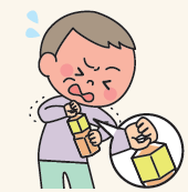 ペットボトルを開けているイラスト