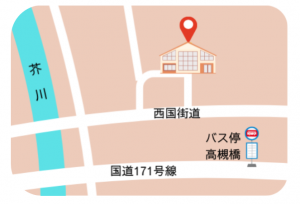 芥川コミュニティセンターの地図