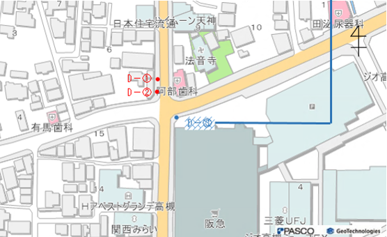 天神の馬場周辺　マンホール広告位置図