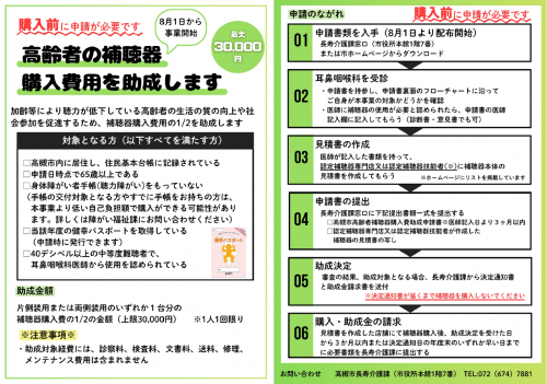 高齢者補聴器購入費用助成の案内
