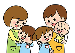保育士と子どもたちのイラスト