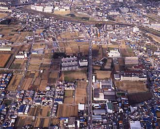 空から見た嶋上郡衙跡の画像