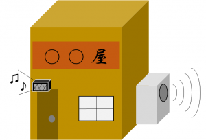 店舗のスピーカーや室外機からの音