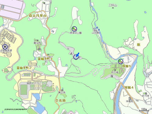 高槻市立摂津峡青少年キャンプ場の場所を示した地図