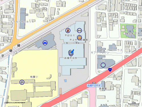 高槻市役所 総合センター付近の地図