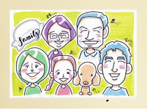 家族にがおえ教室作品の見本