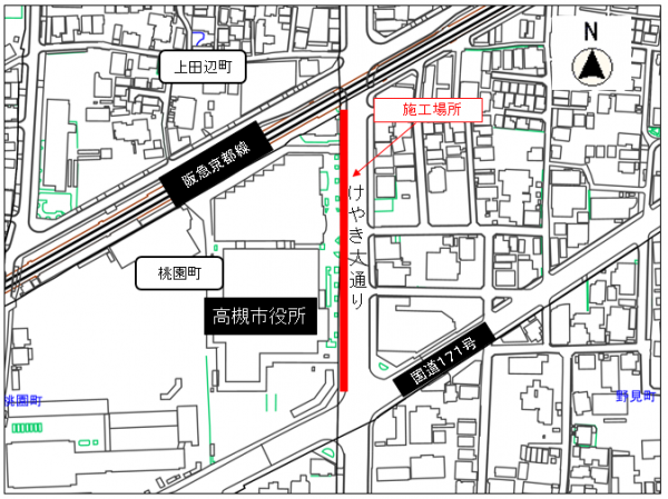 歩道改修工事の施工位置図