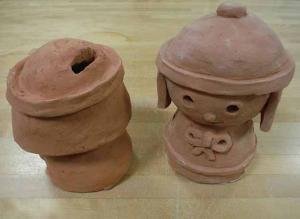 完成したハニワの貯金箱の画像